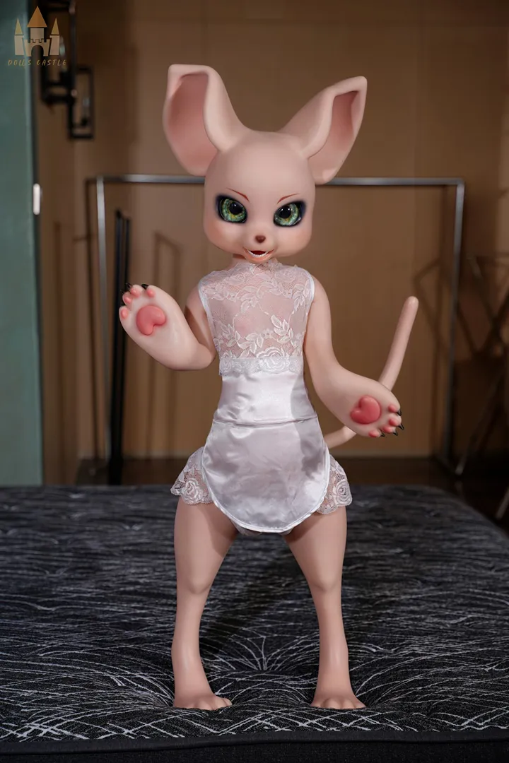 100CM Fur Fapdolls Cream Mouse Furry Silicone Doll